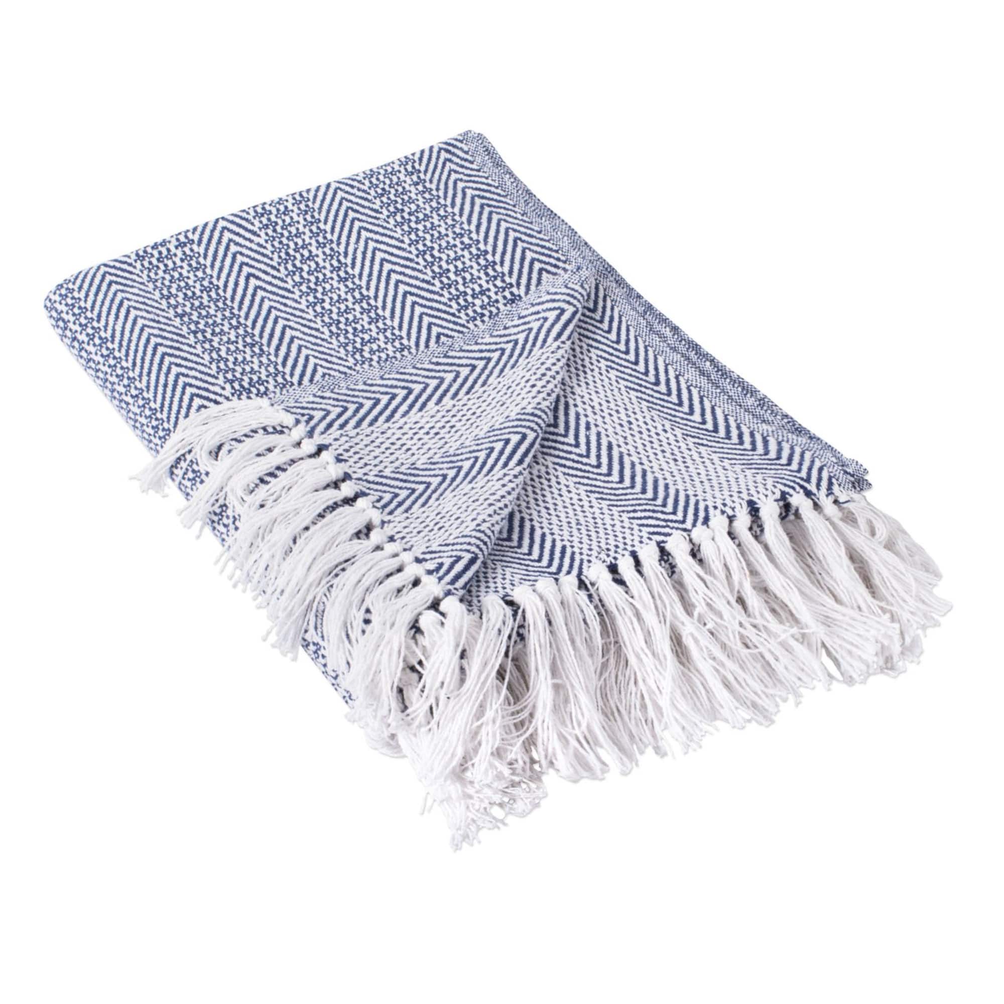 DII® Nautical Blue Herringbone Stripe Throw